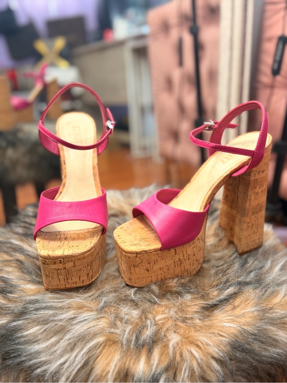SHUTZ nwt bright fushia pink and cortz platform heals - Picture 8 of 10